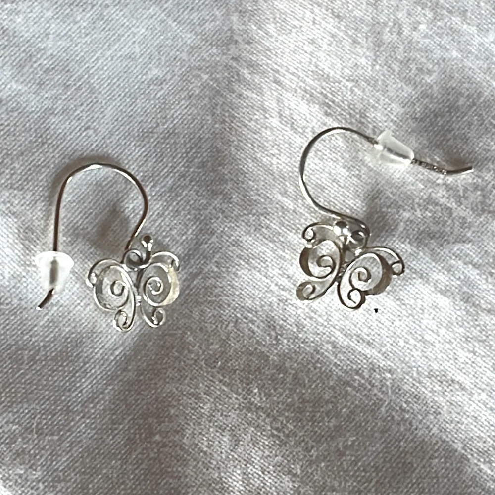 Sterling silver butterfly wire earrings